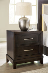 Neymorton Dark Grayish Brown King Panel Bedroom Set with Dresser, Mirror and Nightstand - Ornate Home