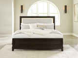 Neymorton Dark Grayish Brown King Upholstered Panel Bed - Ornate Home