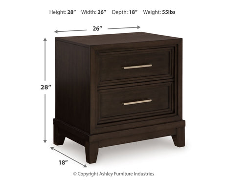 Neymorton Dark Grayish Brown Queen Upholstered Panel Bedroom Set with Dresser, Mirror and Nightstand - Ornate Home