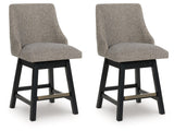 Neymorton Dark Grayish Brown Upholstered Swivel Barstool (Set of 2) (Online Special Price) - Ornate Home