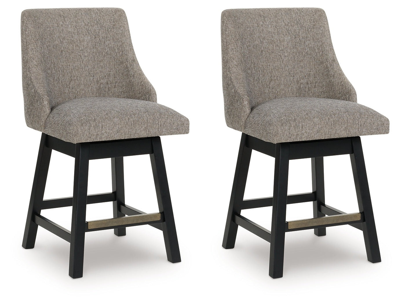 Neymorton Dark Grayish Brown Upholstered Swivel Barstool (Set of 2) (Online Special Price) - Ornate Home