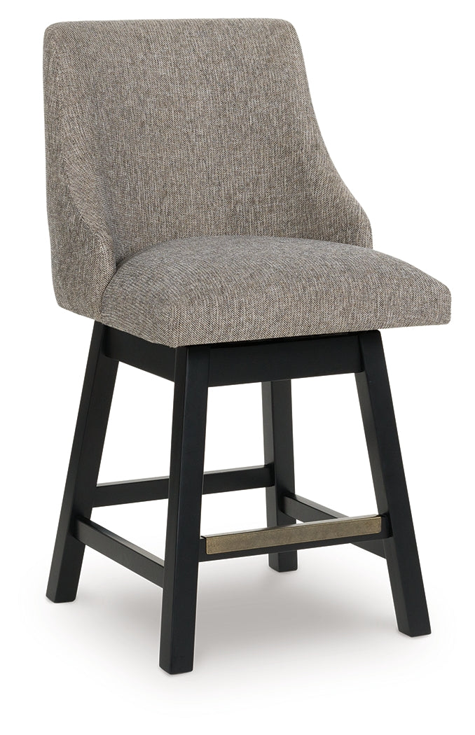 Neymorton Dark Grayish Brown Upholstered Swivel Barstool (Set of 2) (Online Special Price) - Ornate Home