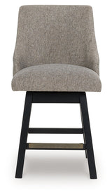 Neymorton Dark Grayish Brown Upholstered Swivel Barstool (Set of 2) (Online Special Price) - Ornate Home