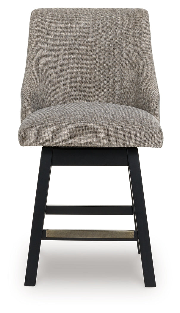 Neymorton Dark Grayish Brown Upholstered Swivel Barstool (Set of 2) (Online Special Price) - Ornate Home