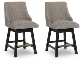 Neymorton Dark Grayish Brown Upholstered Swivel Barstool (Set of 2) - Ornate Home