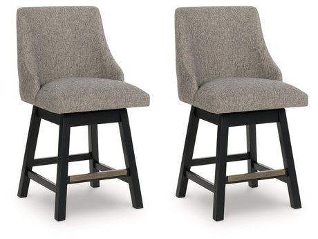 Neymorton Dark Grayish Brown Upholstered Swivel Barstool (Set of 2) - Ornate Home