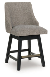 Neymorton Dark Grayish Brown Upholstered Swivel Barstool (Set of 2) - Ornate Home