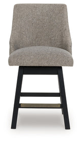 Neymorton Dark Grayish Brown Upholstered Swivel Barstool (Set of 2) - Ornate Home