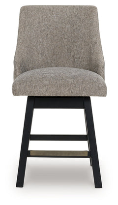 Neymorton Dark Grayish Brown Upholstered Swivel Barstool (Set of 2) - Ornate Home