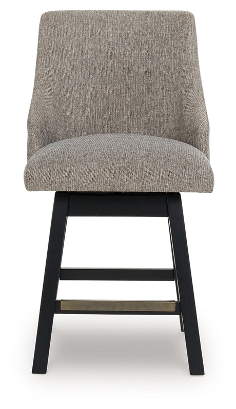 Neymorton Dark Grayish Brown Upholstered Swivel Barstool (Set of 2) - Ornate Home