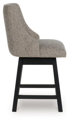 Neymorton Dark Grayish Brown Upholstered Swivel Barstool (Set of 2) - Ornate Home