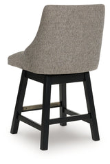 Neymorton Dark Grayish Brown Upholstered Swivel Barstool (Set of 2) - Ornate Home