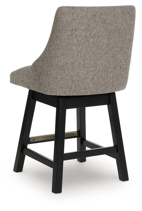 Neymorton Dark Grayish Brown Upholstered Swivel Barstool (Set of 2) - Ornate Home