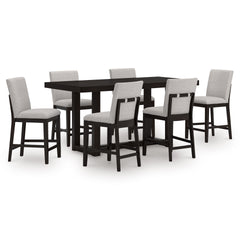 Neymorton Dark Grayish Brown Counter Height Dining Table and 6 Barstools - Ornate Home