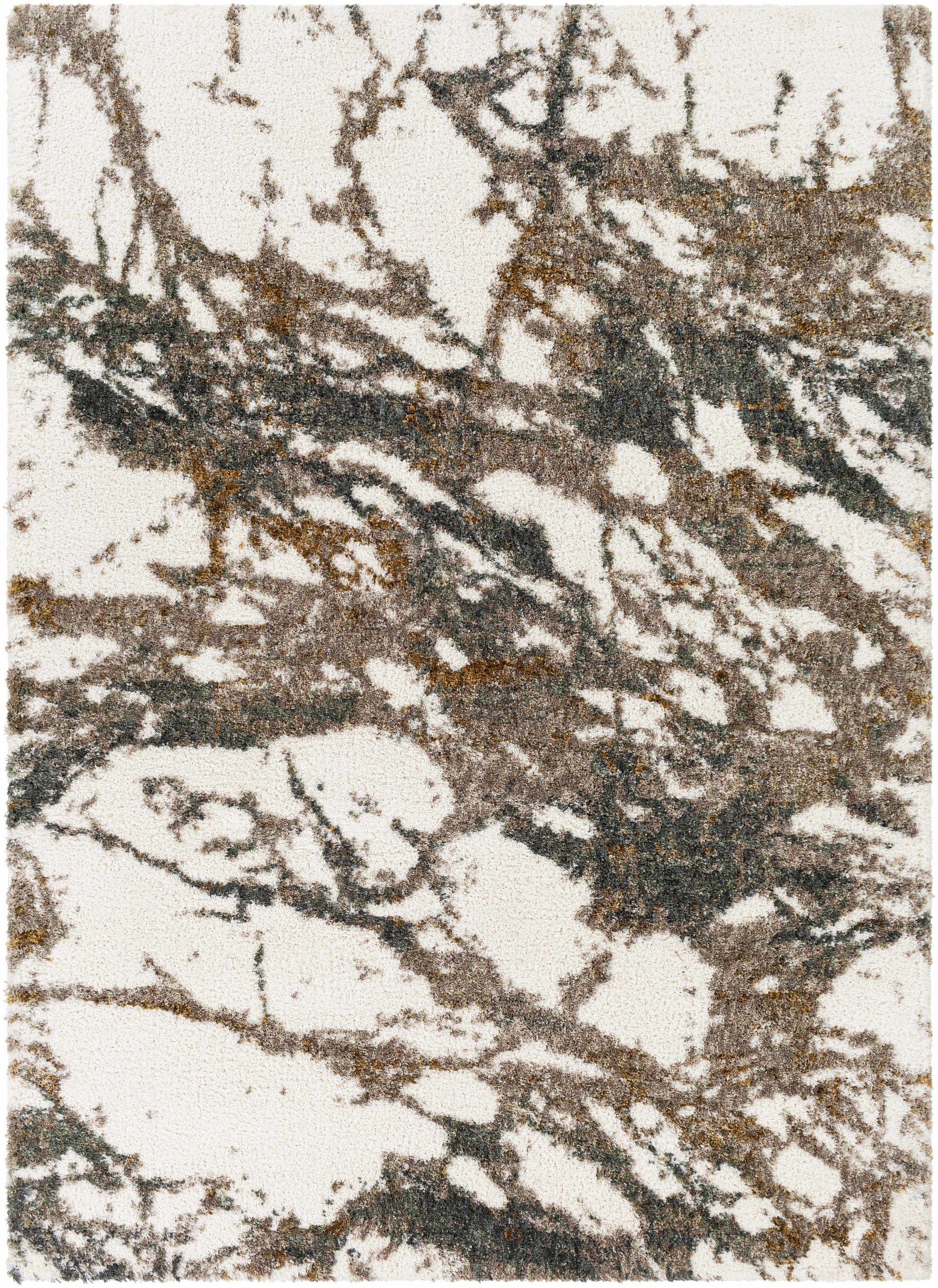 Ngunnawal Cream/Brown Marble Plush Rug - Ornate Home