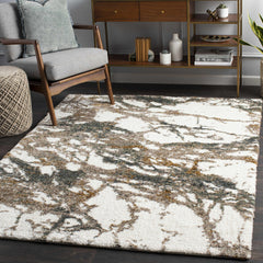 Ngunnawal Cream/Brown Marble Plush Rug - Ornate Home