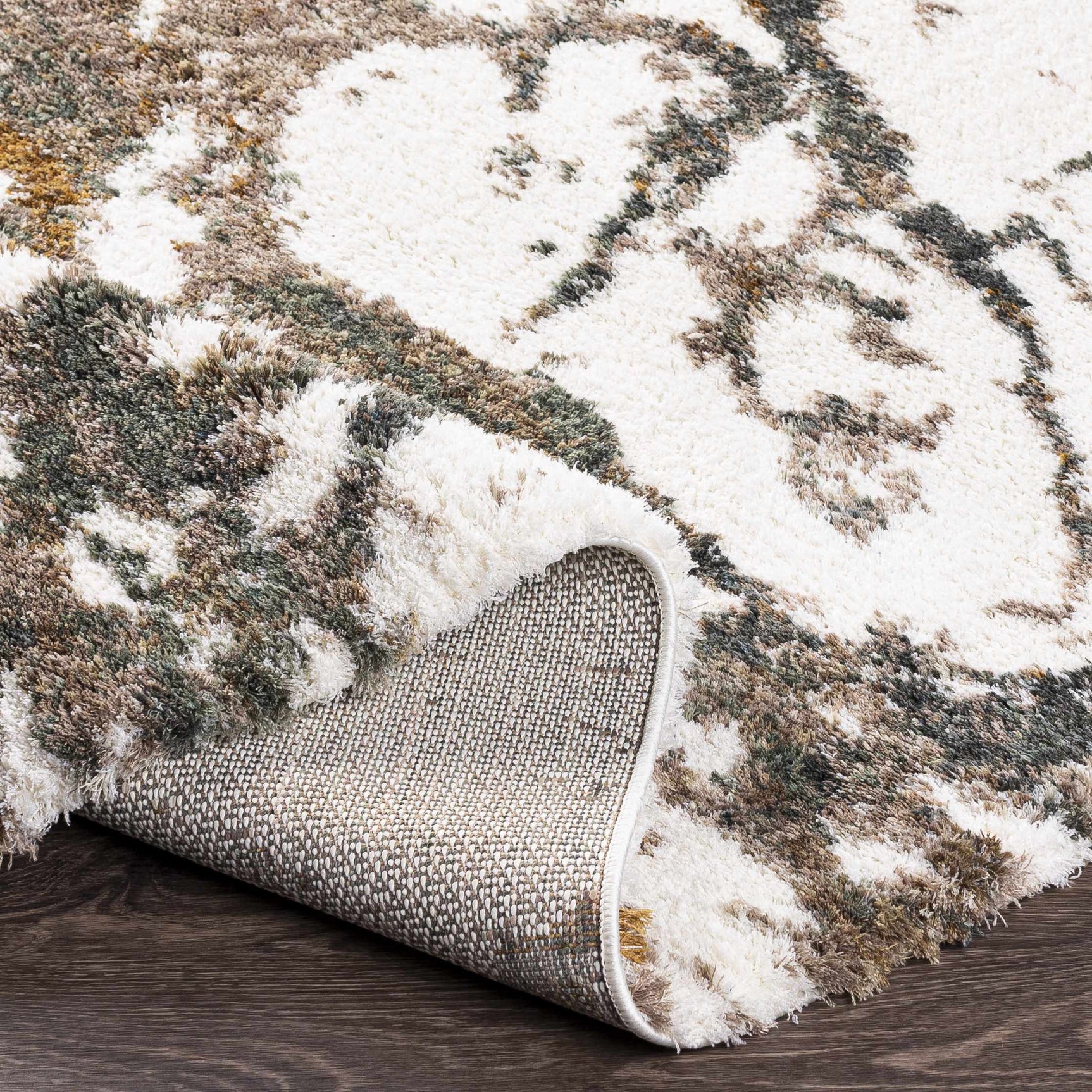Ngunnawal Cream/Brown Marble Plush Rug - Ornate Home