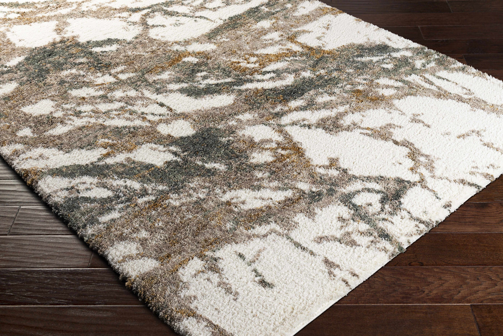 Ngunnawal Cream/Brown Marble Plush Rug - Ornate Home