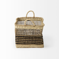 Nia Light Brown Seagrass Rectangular Basket with Handles (Set of 2)