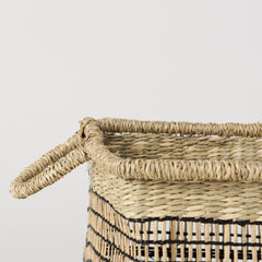 Nia Light Brown Seagrass Rectangular Basket with Handles (Set of 2)