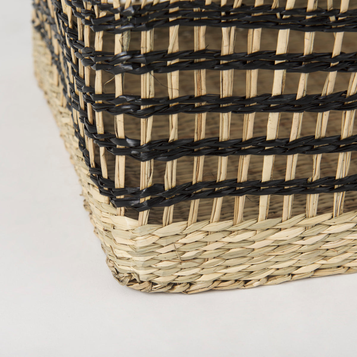 Nia Light Brown Seagrass Rectangular Basket with Handles (Set of 2) - Ornate Home