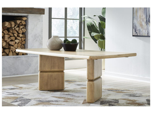 Nia Rectangular Acacia Wood Dining Table in Lioness - Ornate Home