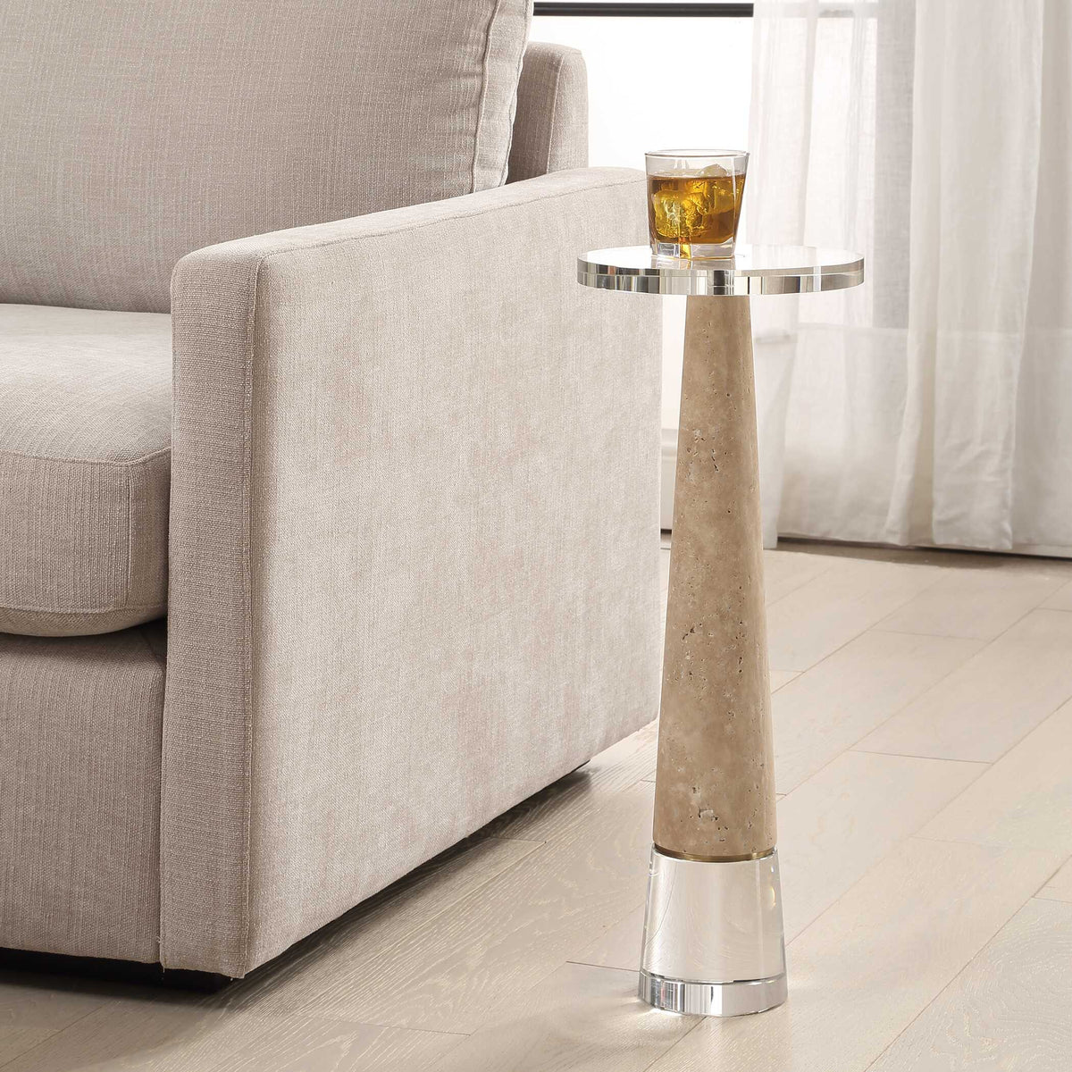 Niari Brown Travertine Drink Table - Ornate Home