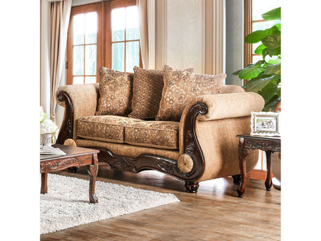 Nicanor Tan/Gold Loveseat - Ornate Home