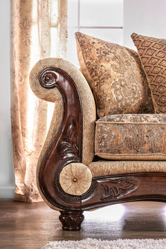 Nicanor Tan/Gold Sofa & Loveseat - Ornate Home