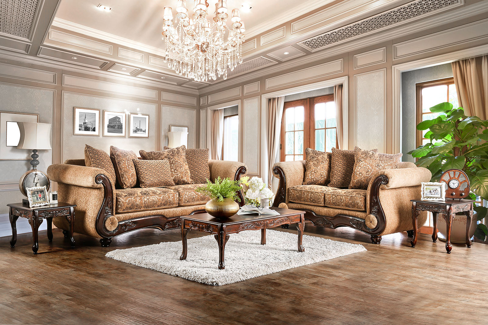 Nicanor Tan/Gold Sofa - Ornate Home