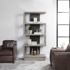 Nicasia Gray/Woodtone Modern Etagere - Ornate Home