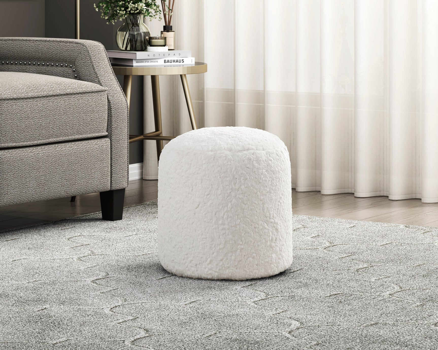 Nice Off-White Pouf - Ornate Home