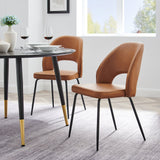 Nico Black/Tan Vegan Leather Dining Chair (Set of 2) - Ornate Home