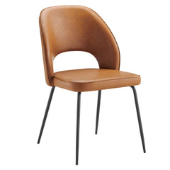 Nico Black/Tan Vegan Leather Dining Chair (Set of 2) - Ornate Home