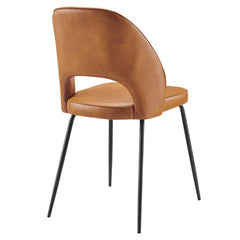 Nico Black/Tan Vegan Leather Dining Chair (Set of 2) - Ornate Home