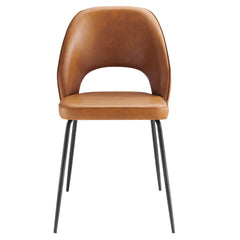 Nico Black/Tan Vegan Leather Dining Chair (Set of 2) - Ornate Home