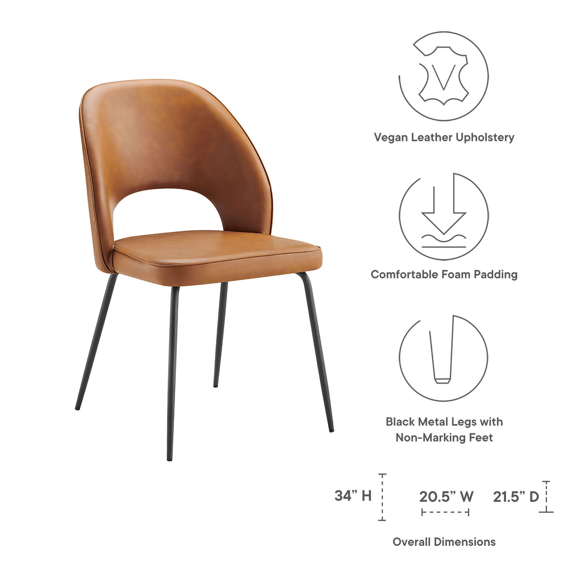 Nico Black/Tan Vegan Leather Dining Chair (Set of 2) - Ornate Home