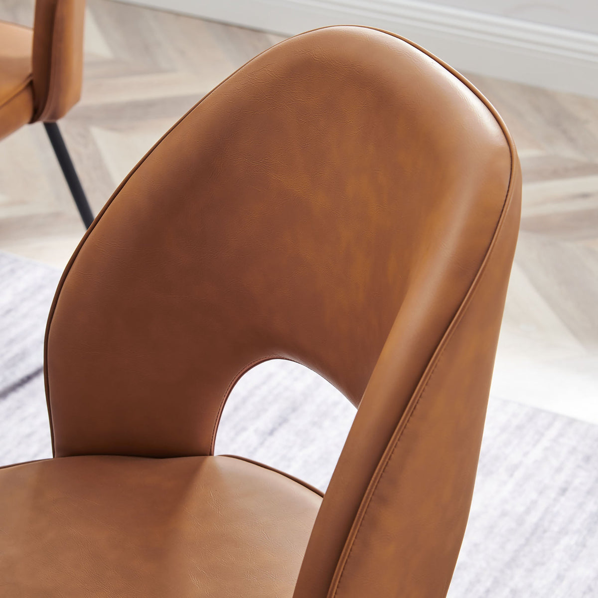Nico Black/Tan Vegan Leather Dining Chair (Set of 2) - Ornate Home
