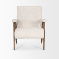 Nico Oatmeal/Brown Upholstered Wood Accent Chair