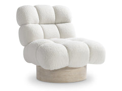 Nico Roz Cerused/White/Cream Fabric Swivel Chair - Ornate Home