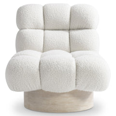 Nico Roz Cerused/White/Cream Fabric Swivel Chair - Ornate Home