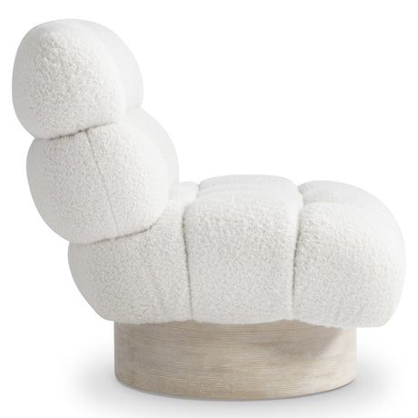 Nico Roz Cerused/White/Cream Fabric Swivel Chair - Ornate Home