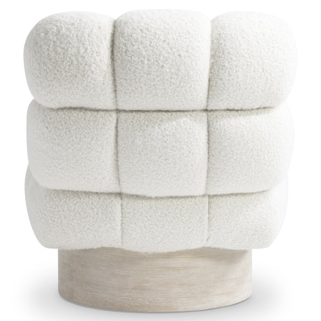 Nico Roz Cerused/White/Cream Fabric Swivel Chair - Ornate Home