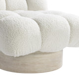 Nico Roz Cerused/White/Cream Fabric Swivel Chair - Ornate Home