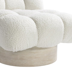 Nico Roz Cerused/White/Cream Fabric Swivel Chair - Ornate Home