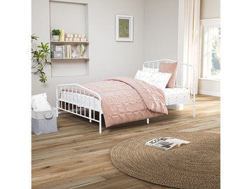 Nicoli White Full Metal Bed - Ornate Home