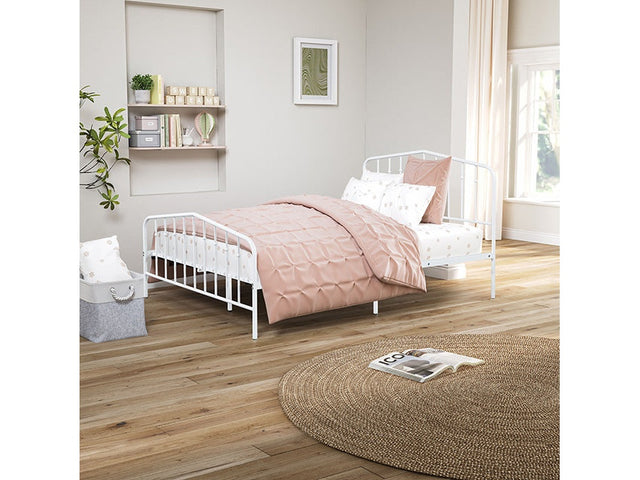 Nicoli White Full Metal Bed - Ornate Home