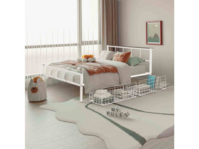 Nicoli White Queen Metal Bed w/ Storage - Ornate Home