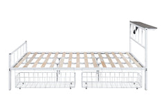Nicoli White Queen Metal Bed w/ Storage - Ornate Home