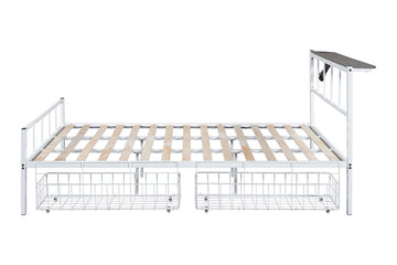 Nicoli White Queen Metal Bed w/ Storage - Ornate Home